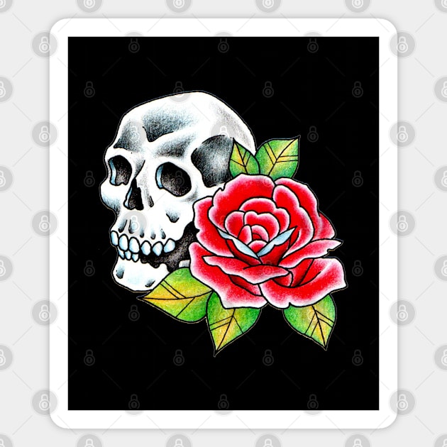 SKULLN’ROSE TATTOO Magnet by Oktobermoon13